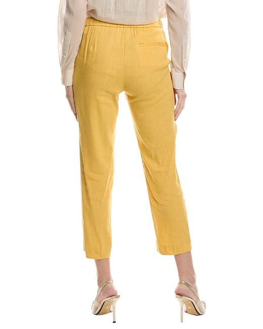 Theory Yellow Treeca Linen-blend Pull-on Pant
