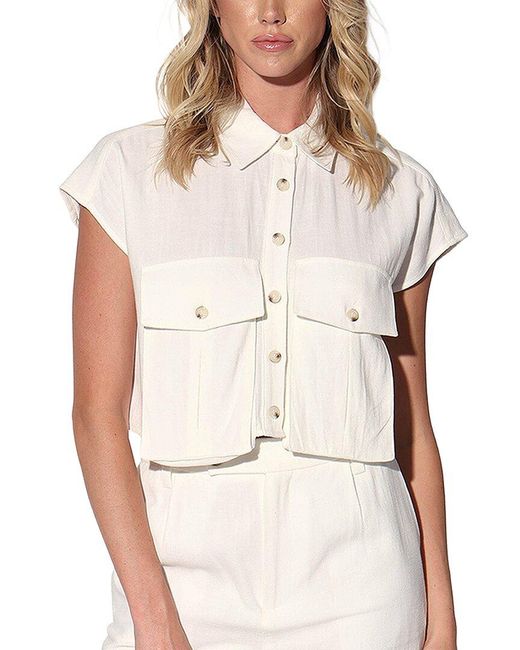 Walter Baker Natural Bryce Linen-Blend Top
