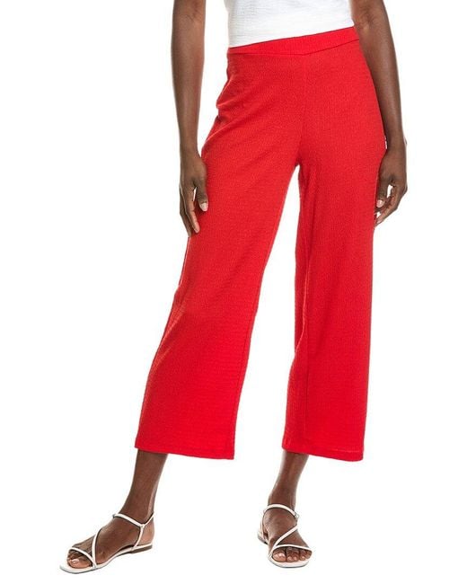 Jones New York Red Pull-On Wide Leg Crop Pant