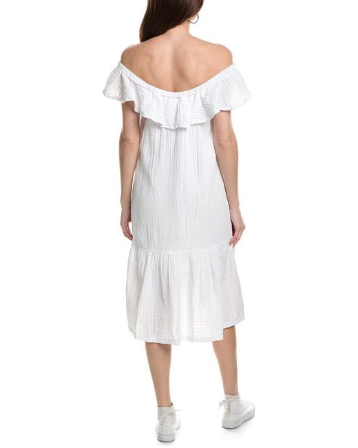 Wilt White Off-shoulder Flounce Midi Dress