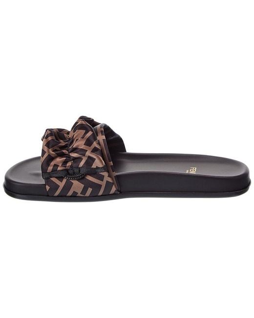 Fendi Brown Ff Vertigo Satin Slide