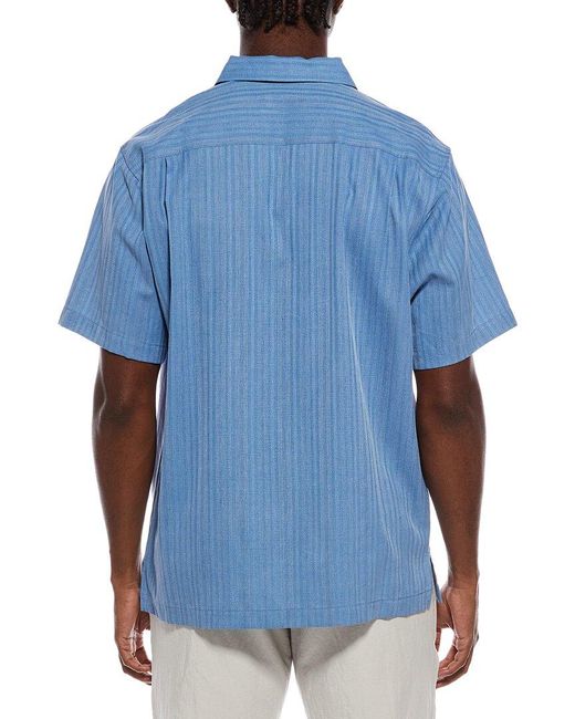 Tommy Bahama Blue Maui Border Silk Shirt for men