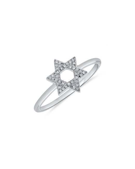 Sabrina Designs White 14k 0.08 Ct. Tw. Diamond Star Of David Ring