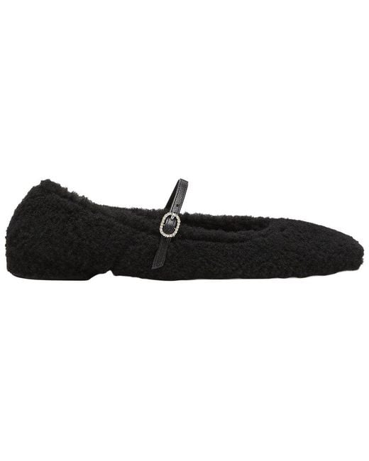 Stuart Weitzman Black Lennox Shearling Flat