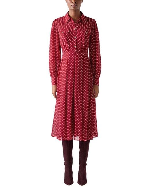 L.K.Bennett Red Cody Polka Dot Dress