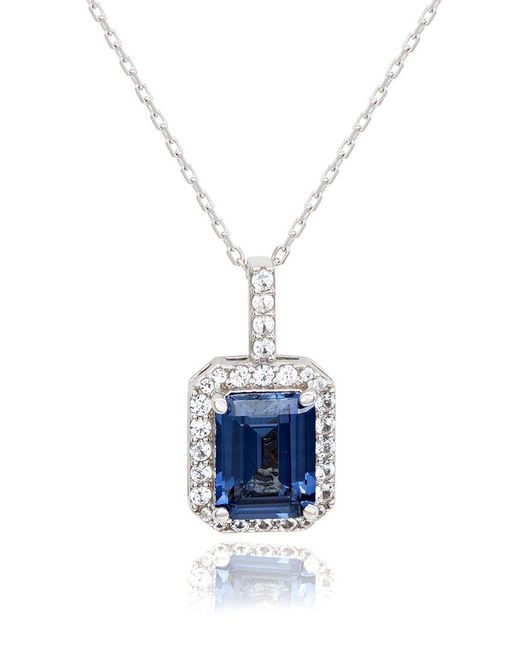 Suzy Levian Blue Silver 0.02 Ct. Tw. Diamond & Gemstone Pendant