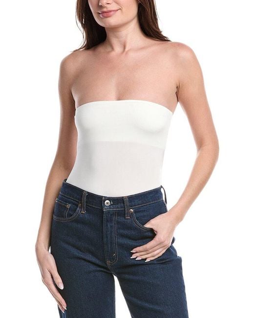 Alice + Olivia Blue Bandeau Bodysuit