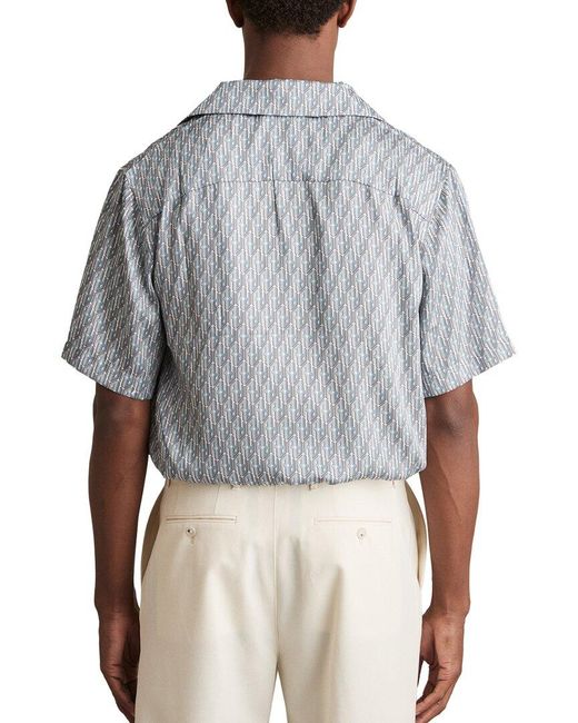Reiss Gray Relic Monogram Printed Shirt for men