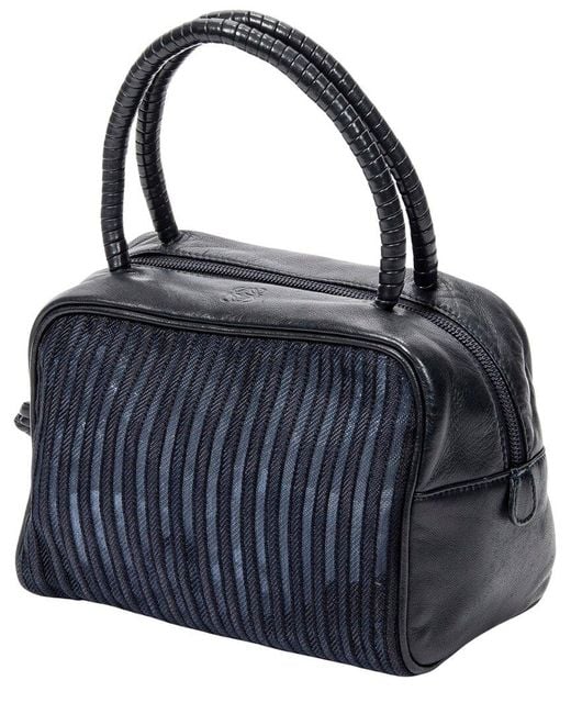 Loewe Blue Navy Mesh Canvas Mini Mesh Handbag (authentic Pre-loved)