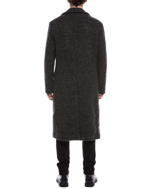 AllSaints Black Adler Wool-Blend Coat for men