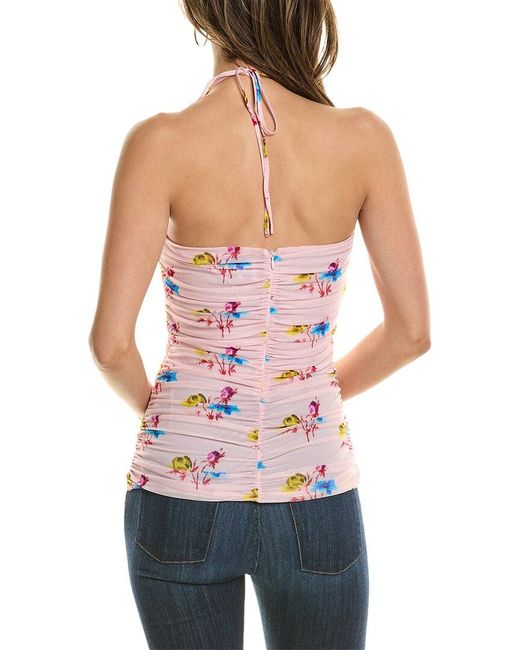 Ganni Blue Printed Mesh Top
