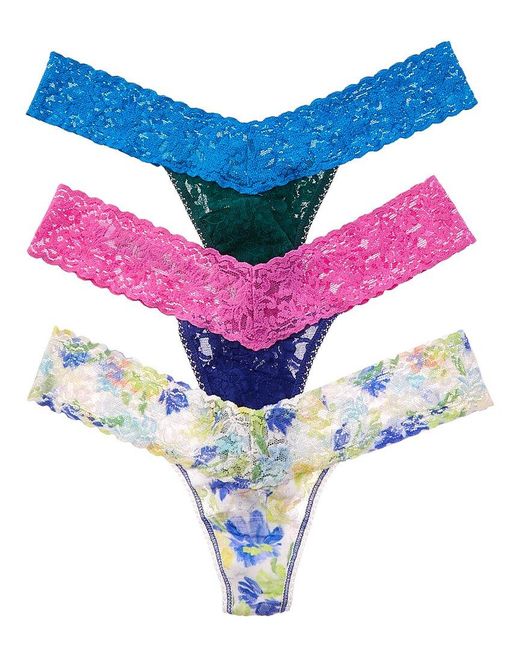 Hanky Panky Blue Set Of 3 Colorplay Low-Rise Thong