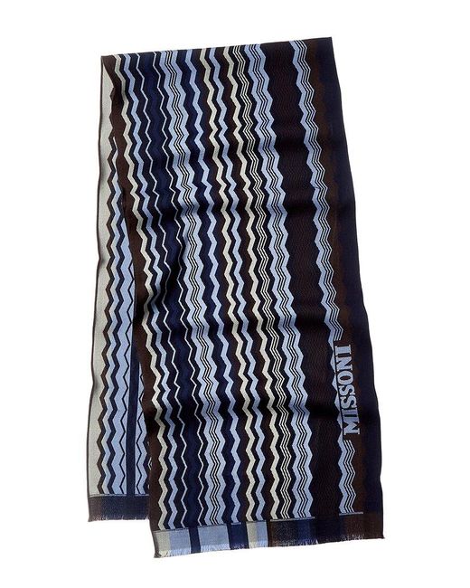 Missoni Blue Wool Scarf