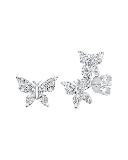 Sabrina Designs White 14k 0.35 Ct. Tw. Diamond Butterfly Mismatched Studs