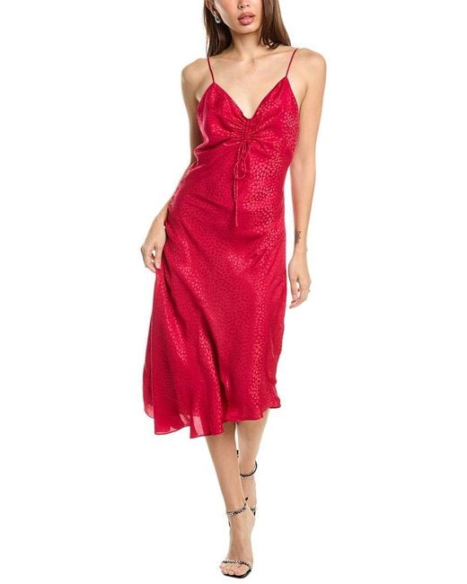 AllSaints Red Alexia Silk-Blend Slip Dress