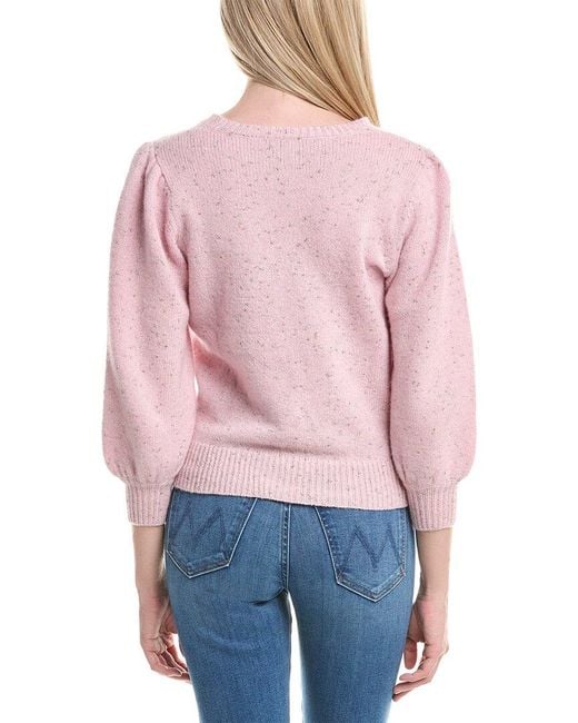 Autumn Cashmere Red Puff Sleeve Wool & Cashmere-Blend Sweater