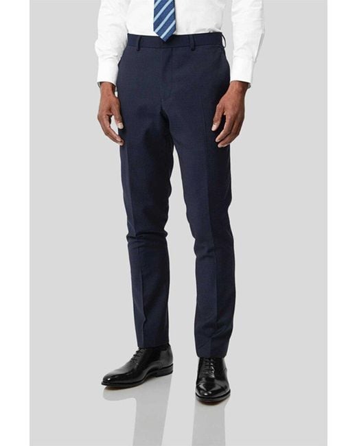 Charles Tyrwhitt Blue Slim Fit Contemporary Suit Wool Trouser for men