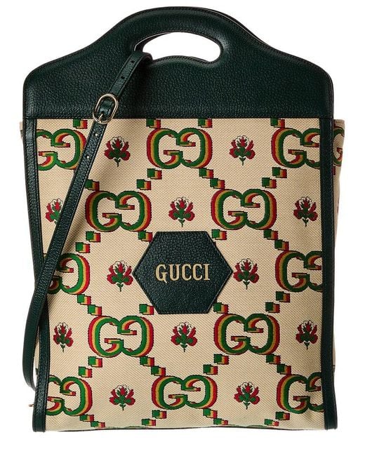 Gucci Black Centennial 100 Medium Canvas & Leather Tote