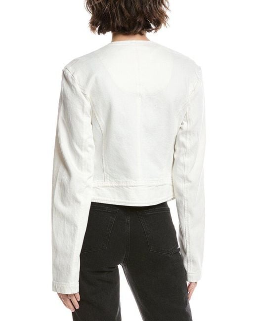 7 For All Mankind White Collarless Jacket