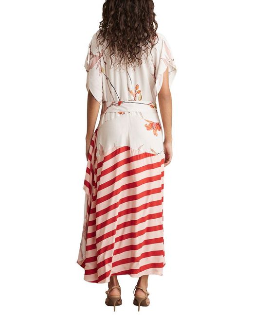 Reiss Red Alicia Floral Stripe Print Dress