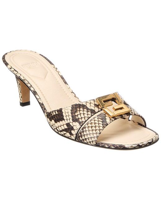 Fendi Natural Ffold Snakeskin Sandal