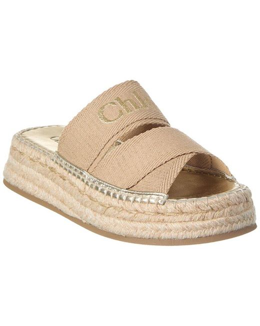 Chloé Natural Mila Canvas Platform Sandal