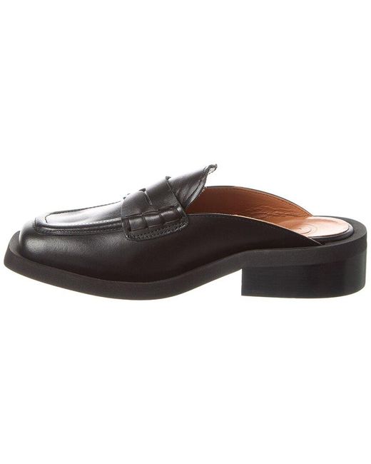 Ganni Brown Wide Welt Squared Toe Leather Mule
