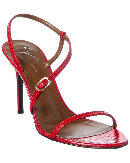 Giuseppe Zanotti Pink Clandestino 90 Snake-Embossed Leather Sandal