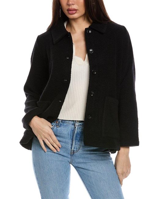 Eileen Fisher Black Petite Classic Collar Jacket