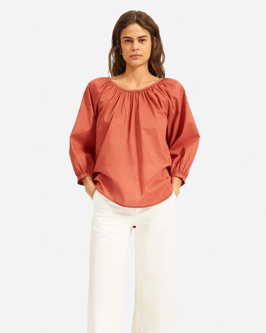 Everlane Red The Ruched Air Blouse
