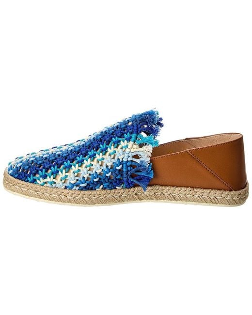 Tod's Blue Rope & Leather Espadrille