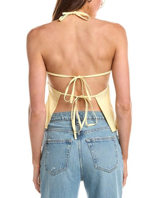 Avantlook Blue Pleated Tie Back Top