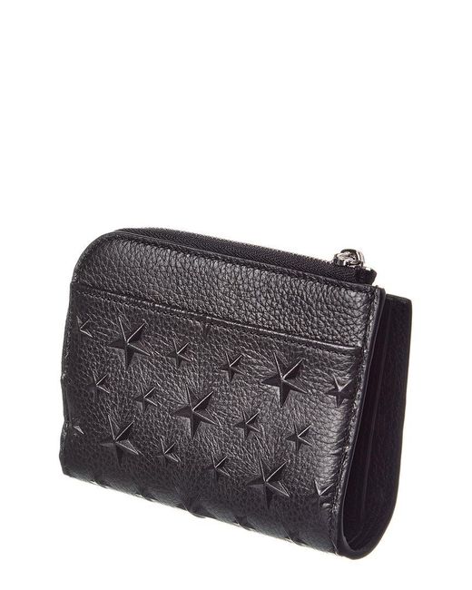 Jimmy Choo Black Compact Zip Leather Wallet