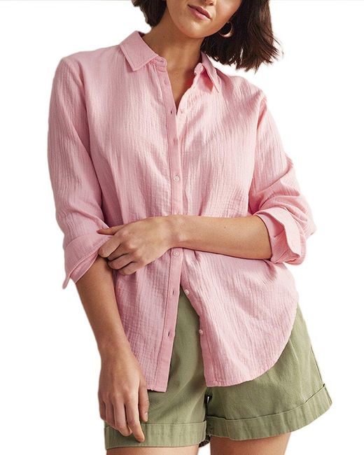 Boden Pink Cotton Texture Shirt