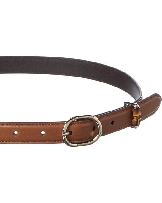 Gucci Brown Oval Leather Buckle Belt