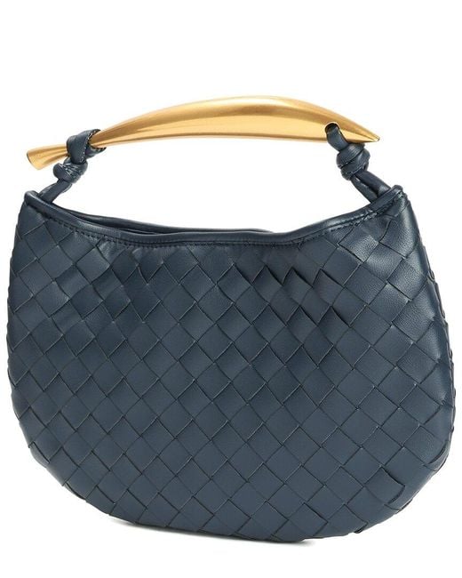 Tiffany & Fred Paris Blue Woven Leather Top Handle Clutch