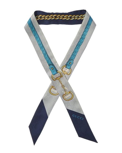 Gucci Blue Silk Twill Scarf