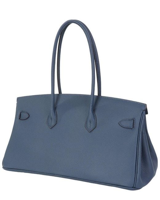 Tiffany & Fred Paris Blue Structured Leather Top Handle Satchel
