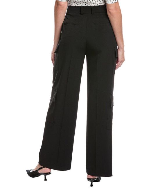 Kenneth Cole Black Fly Front Pleated Cargo Pant