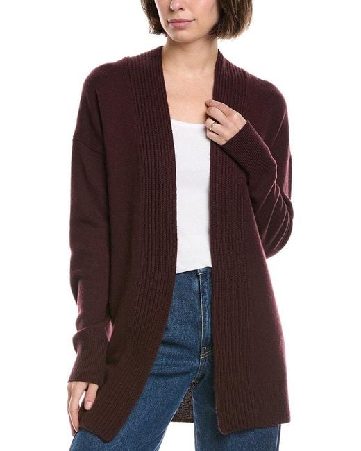 Vince Purple Rib Placket Wool & Cashmere-Blend Cardigan