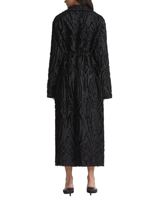 Lafayette 148 New York Black Wing Collar Longline Silk-blend Coat