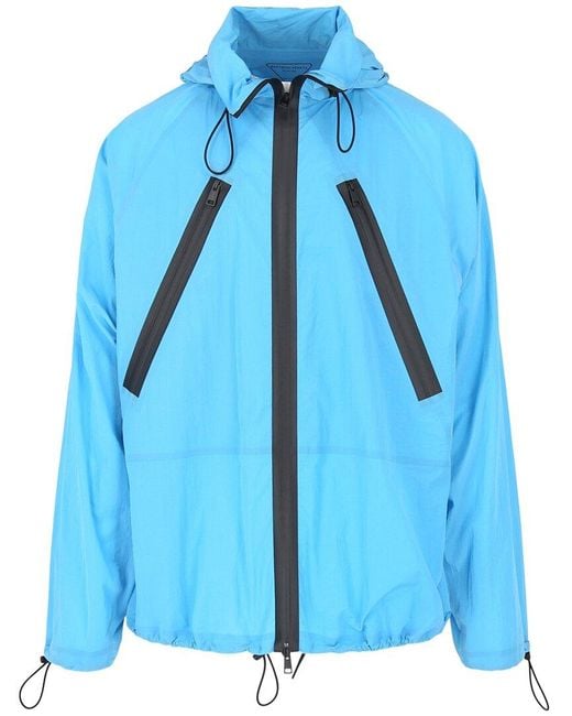 Bottega Veneta Blue Hooded Zip Lightweight Jacket for men