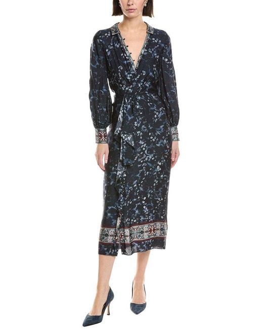 Marchesa Black Collared Wrap Shirtdress