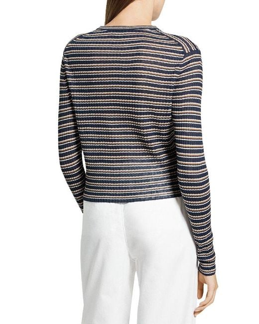 Theory Black Linen-Blend Crop Cardigan