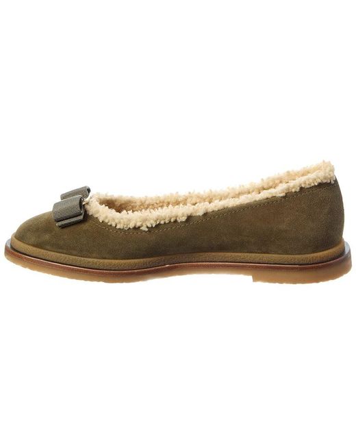 Ferragamo Metallic Varina Suede & Wool Ballet Flat
