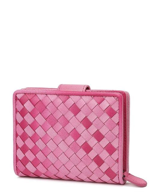 Tiffany & Fred Paris Pink Woven Leather Wallet