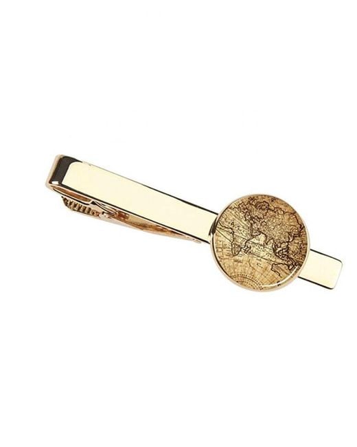 Stephen Oliver Metallic Plated Earth Map Tie Bar for men