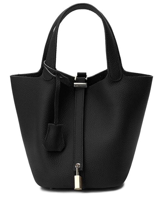 Tiffany & Fred Paris Black Leather Satchel