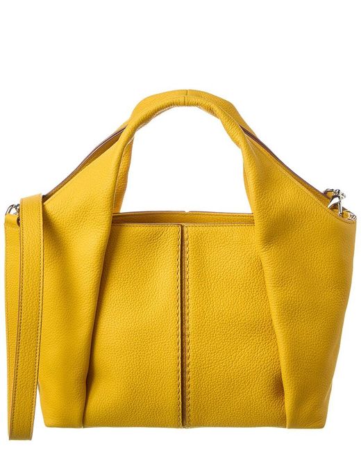 Tod's Yellow Logo Leather Tote