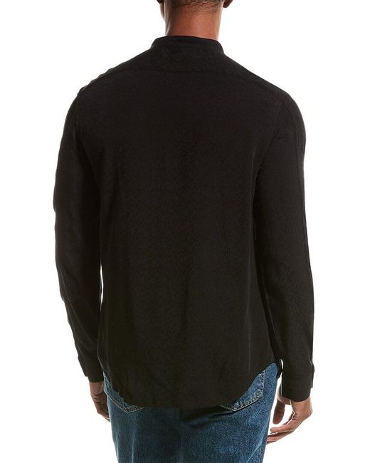 John Varvatos Black Multi Button Band Collar Shirt for men